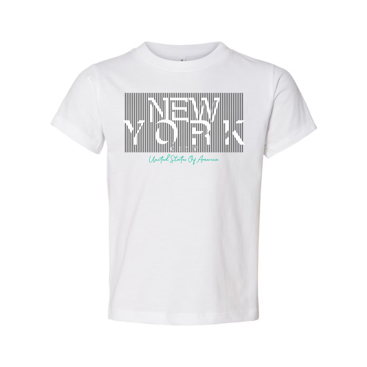 Unisex New York City Striped Graphic Tee With United States Of America Script Logo