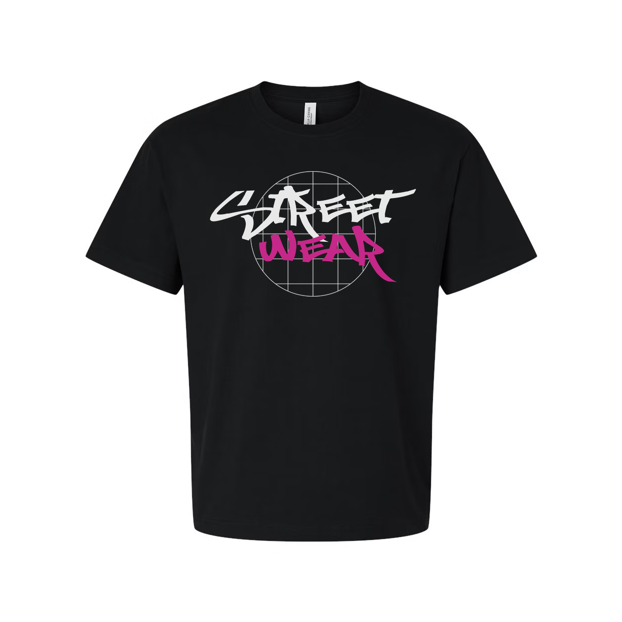 Unisex Streetwear Graphic Tee With Globe Logo And Pink Wear Lettering For Urban Style