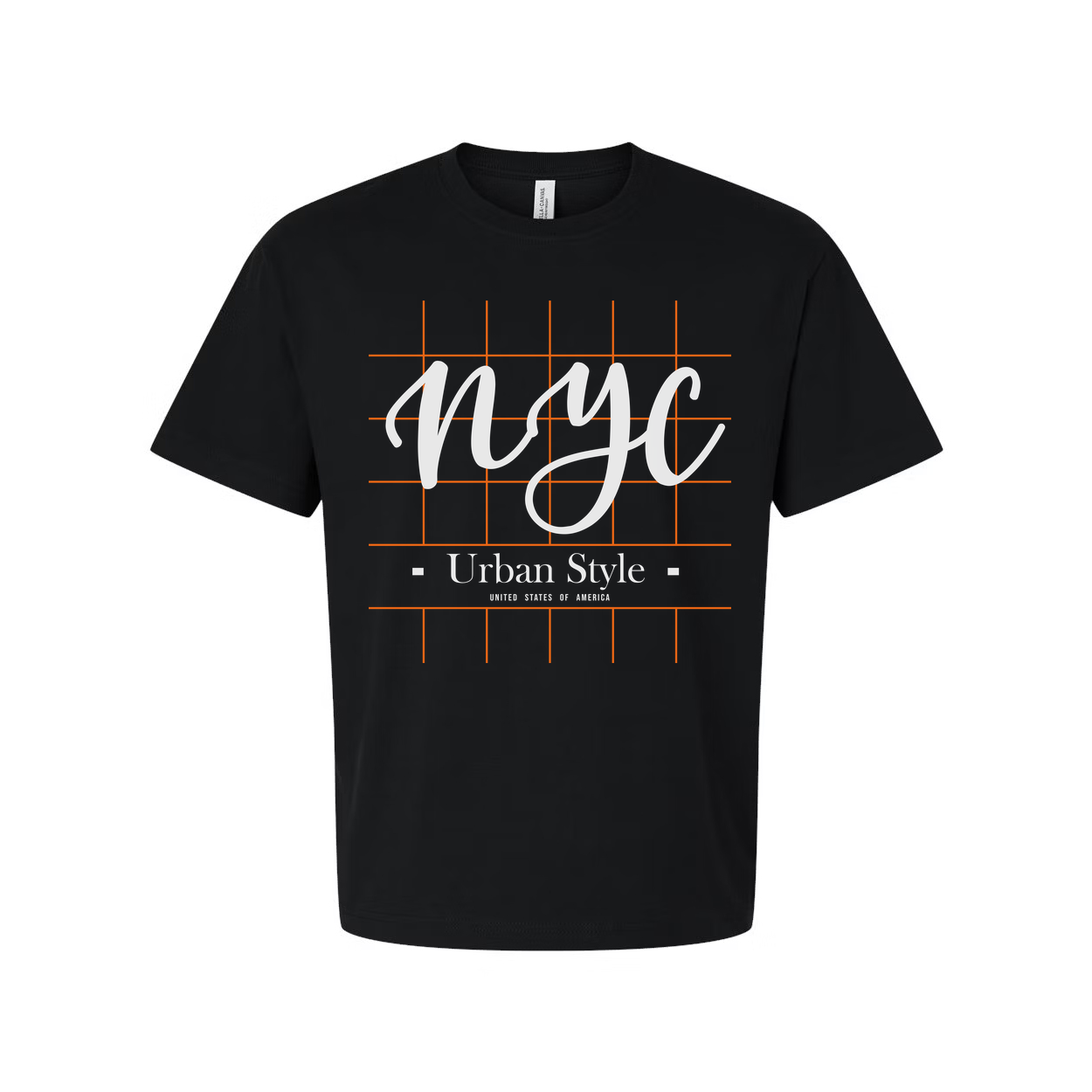 NYC Grid Graphic Unisex Short Sleeve Tee With Urban Style Logo And Modern Grid Pattern