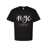 NYC Grid Graphic Unisex Short Sleeve Tee With Urban Style Logo And Modern Grid Pattern