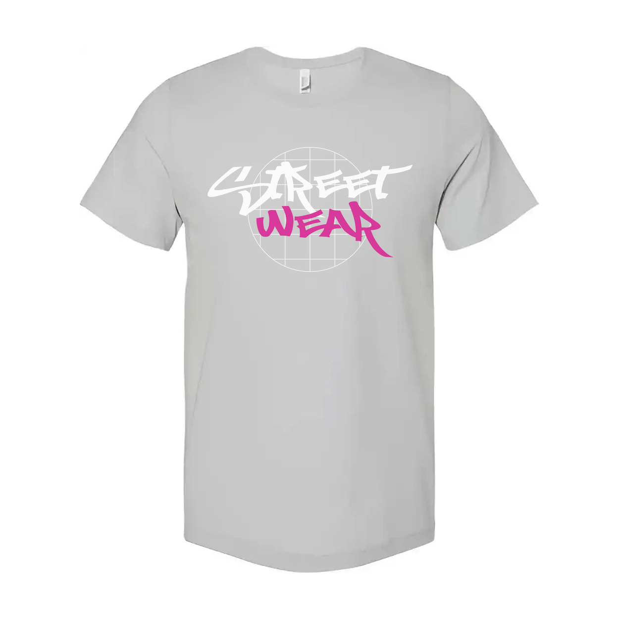 Unisex Streetwear Graphic Tee With Globe Logo And Pink Wear Lettering For Urban Style