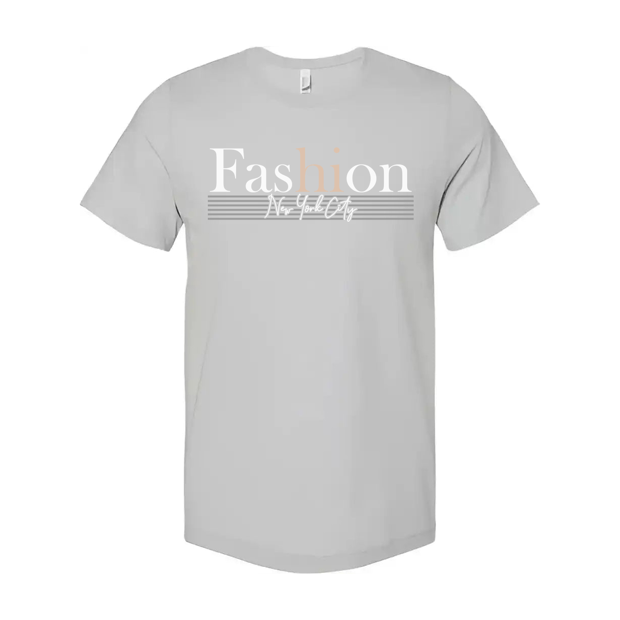 Fashion New York Graphic T Shirt Unisex Casual Tee With Striped Backdrop Design Elements