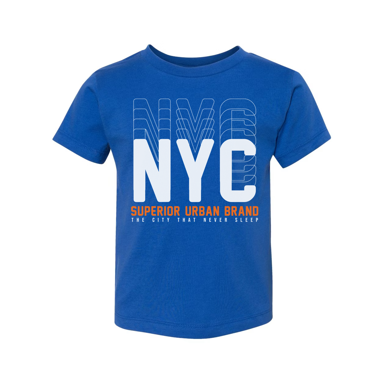 New York City Graphic Tee With Oversized NYC Letters And Orange Superior Urban Brand Text