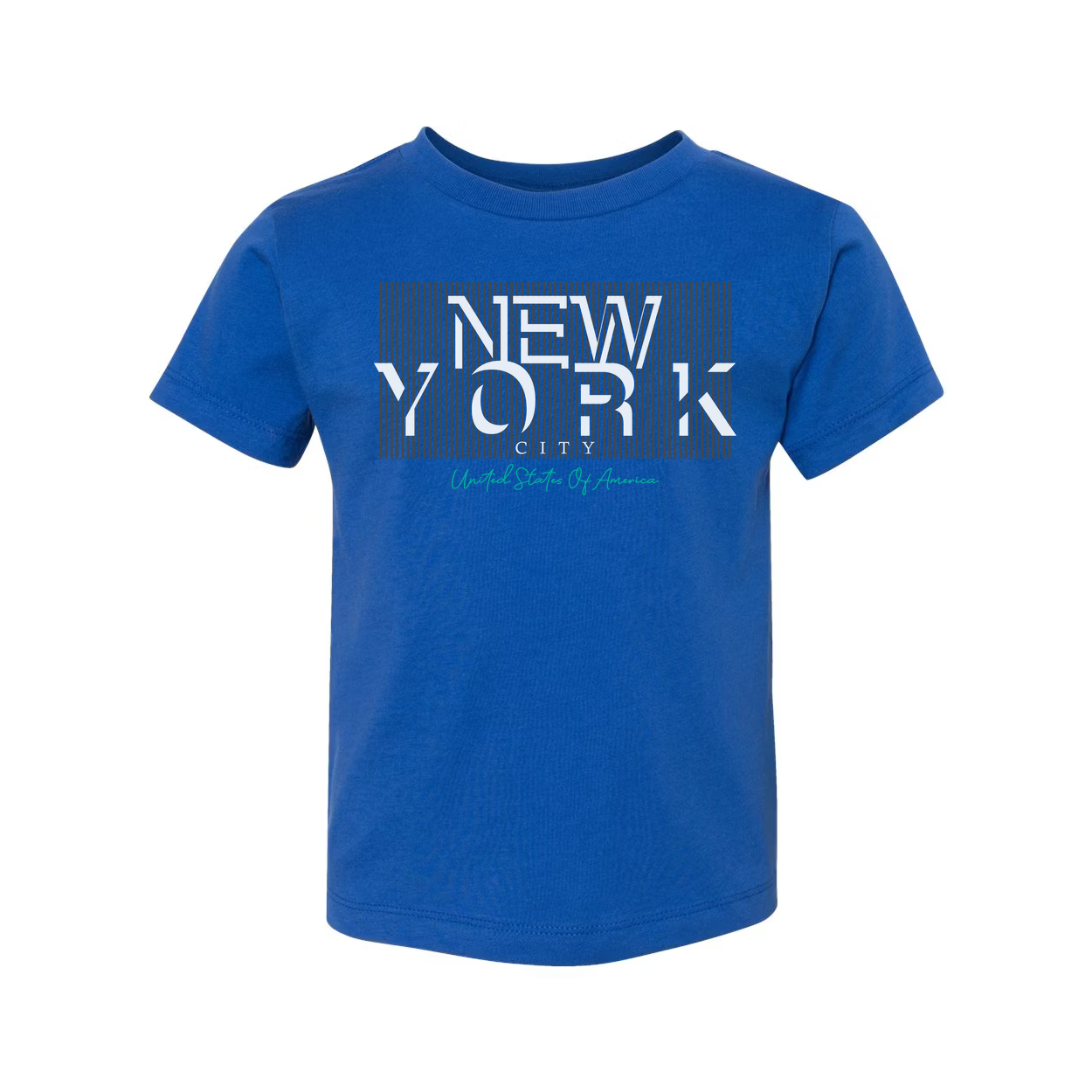 Unisex New York City Striped Graphic Tee With United States Of America Script Logo