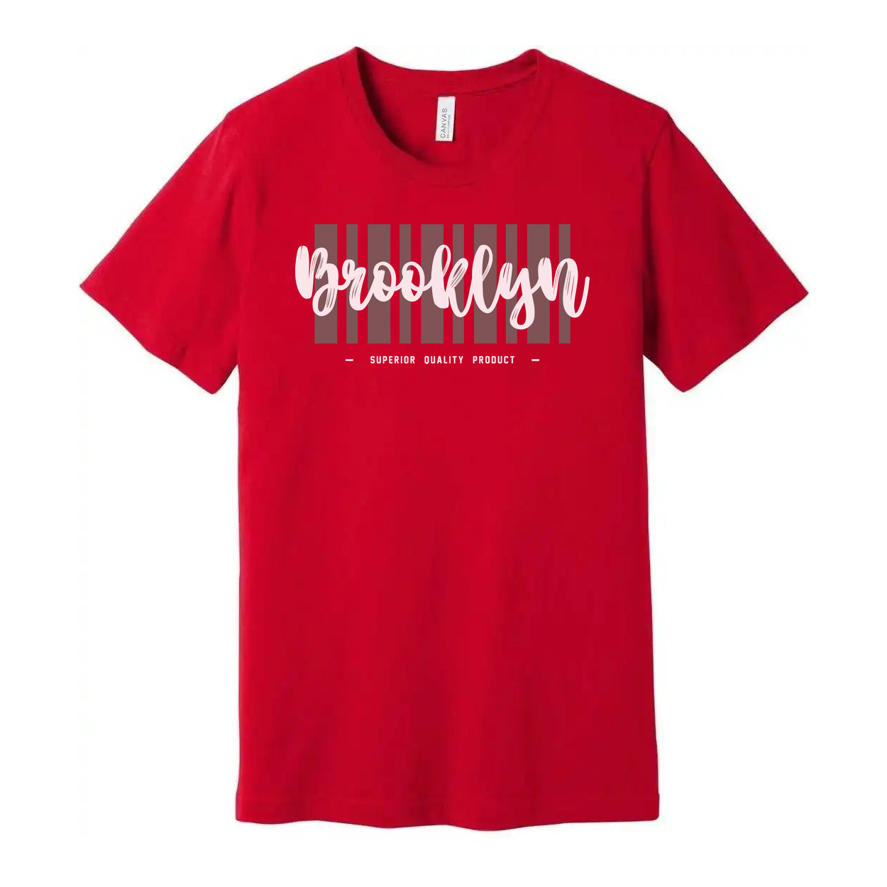 Brooklyn Graphic Tee With Vertical Stripes Unisex Urban T Shirt For Everyday Wear