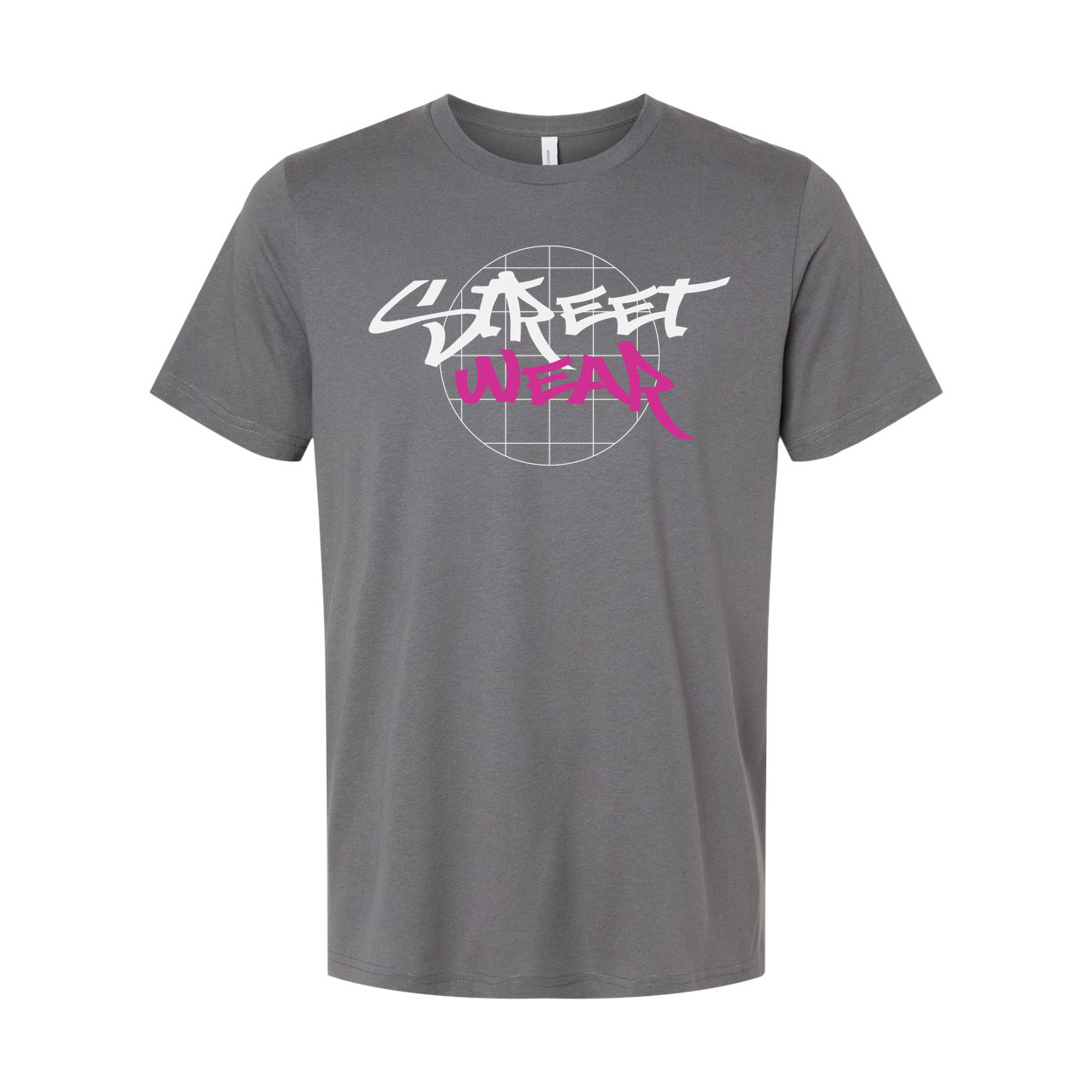 Unisex Streetwear Graphic Tee With Globe Logo And Pink Wear Lettering For Urban Style