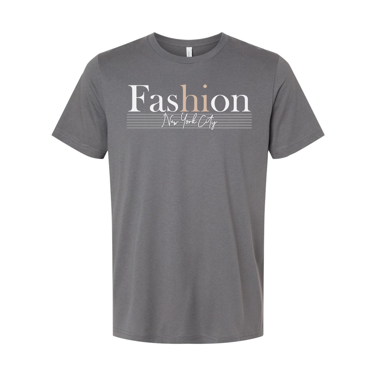 Fashion New York Graphic T Shirt Unisex Casual Tee With Striped Backdrop Design Elements