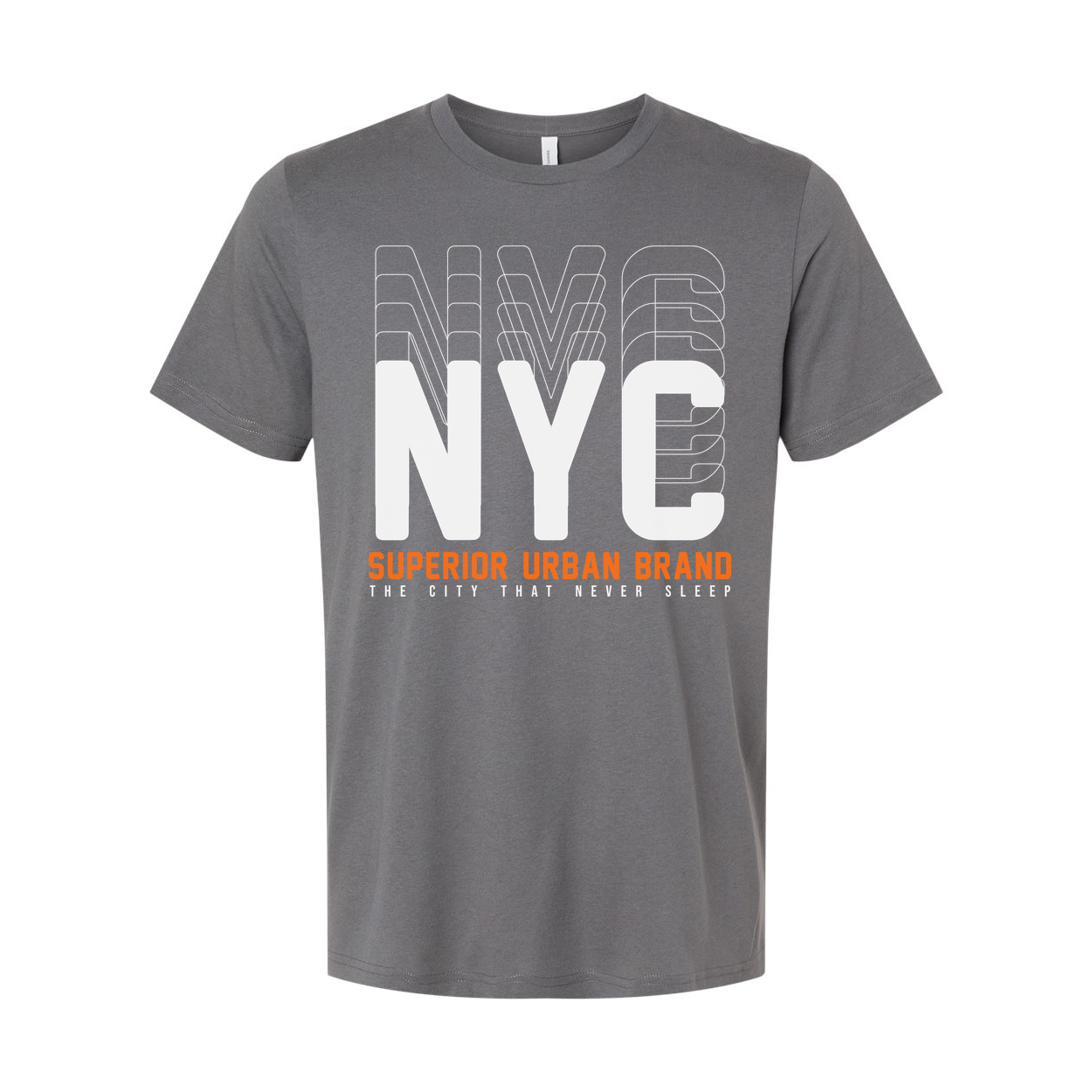 New York City Graphic Tee With Oversized NYC Letters And Orange Superior Urban Brand Text