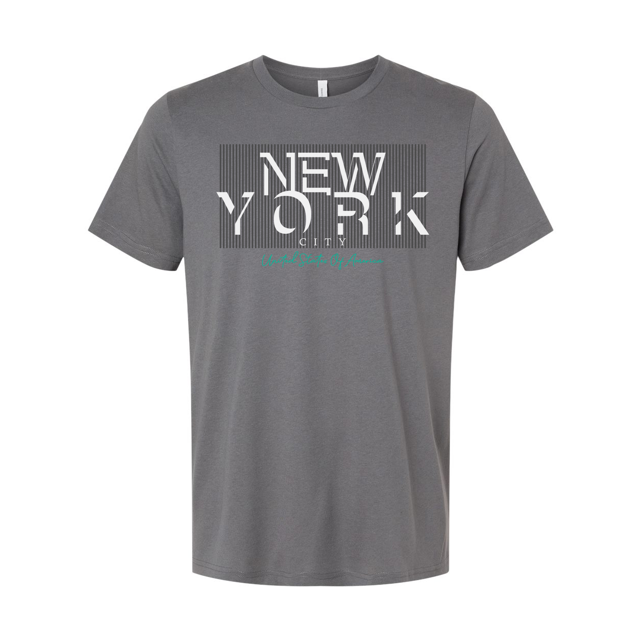 Unisex New York City Striped Graphic Tee With United States Of America Script Logo