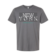 Unisex New York City Striped Graphic Tee With United States Of America Script Logo