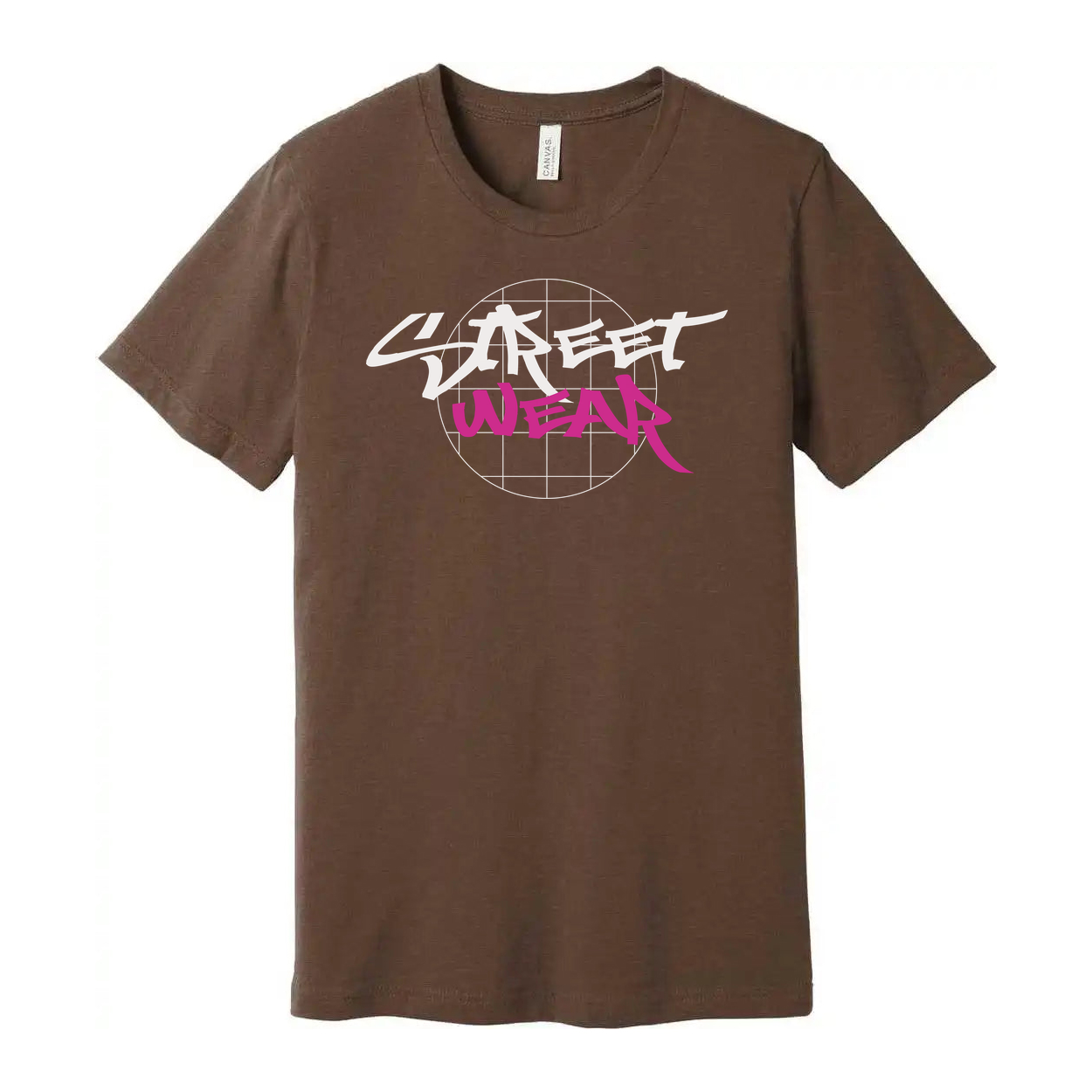 Unisex Streetwear Graphic Tee With Globe Logo And Pink Wear Lettering For Urban Style