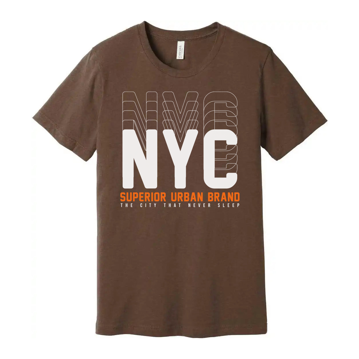New York City Graphic Tee With Oversized NYC Letters And Orange Superior Urban Brand Text