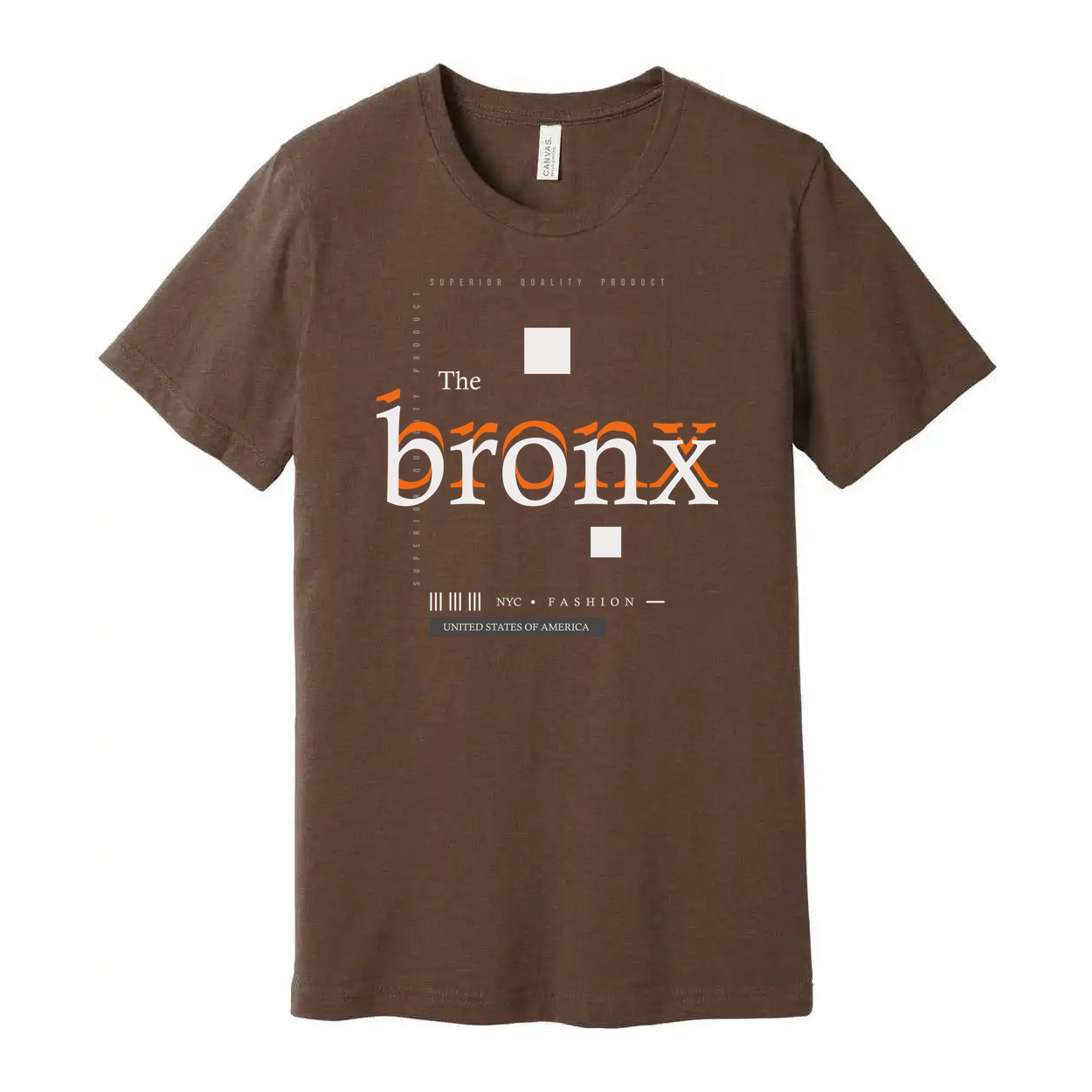Unisex The Bronx Graphic T Shirt With Orange Outline Typography Urban Design For Streetwear
