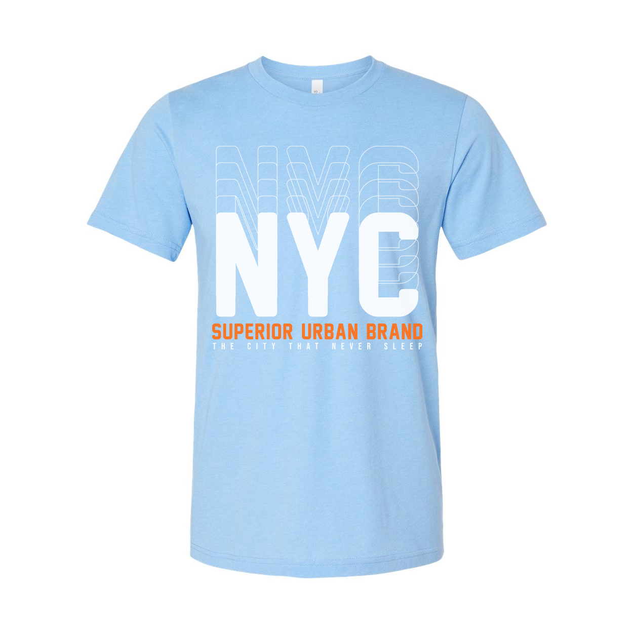 New York City Graphic Tee With Oversized NYC Letters And Orange Superior Urban Brand Text