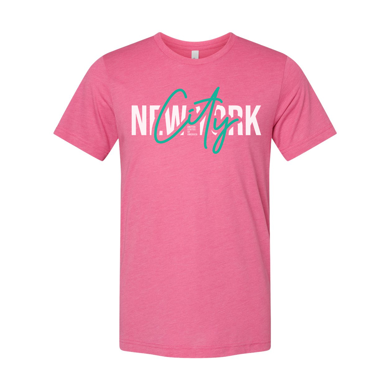 New York City Graphic Tee With Teal Script City Overlay For Modern Urban Style Edition