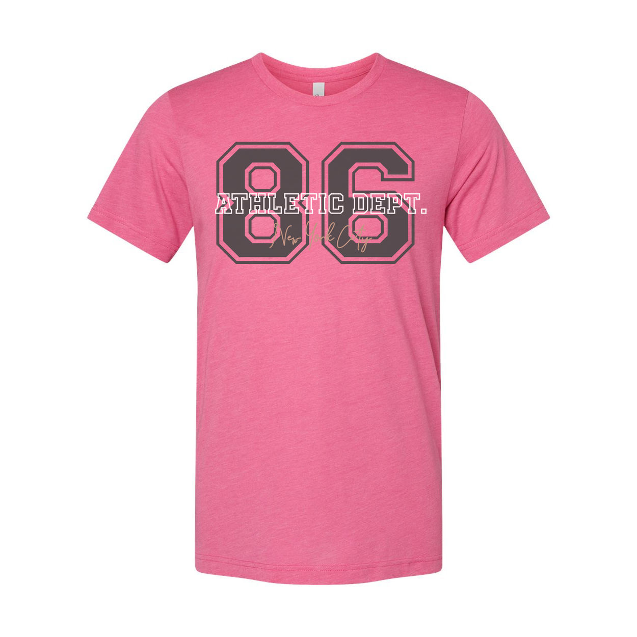 Unisex Graphic T Shirt With Large 86 Varsity Digit Number And Athletic Dept Print