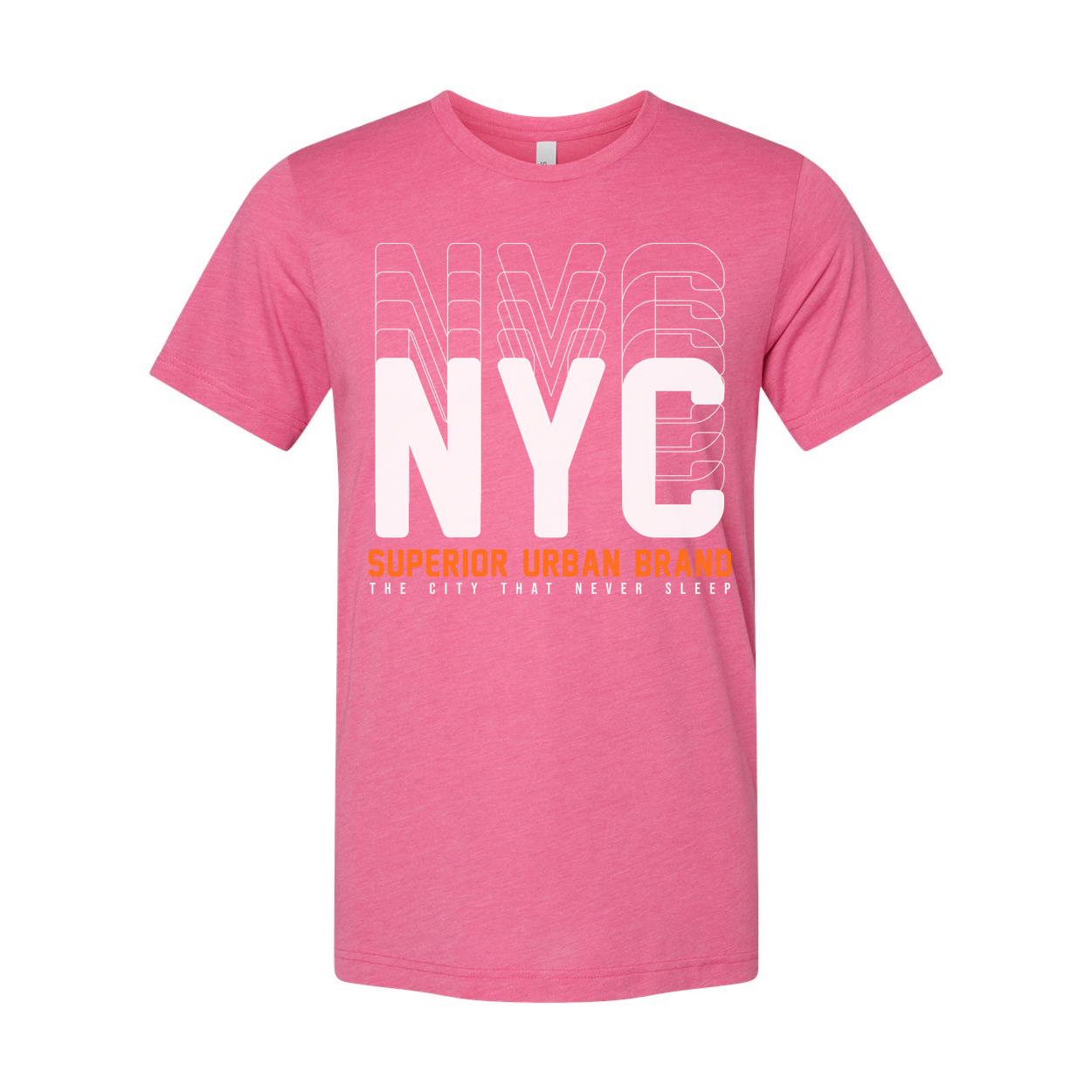 New York City Graphic Tee With Oversized NYC Letters And Orange Superior Urban Brand Text