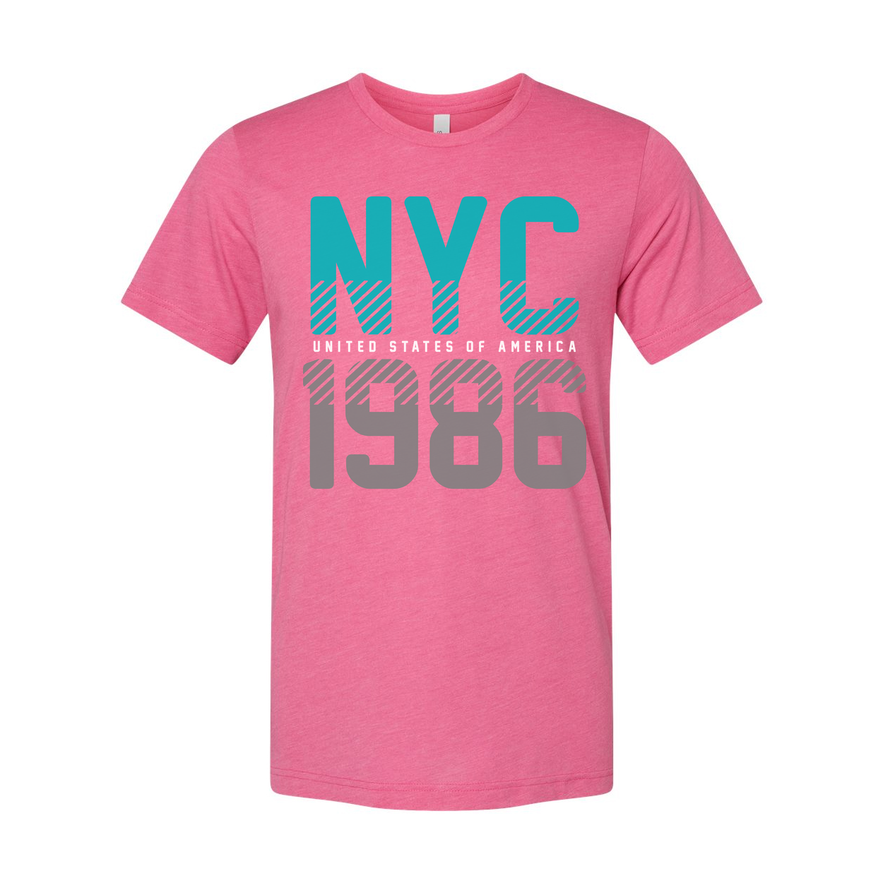 Unisex NYC 1986 Graphic T-Shirt With Turquoise Accents And Bold Gray Typography