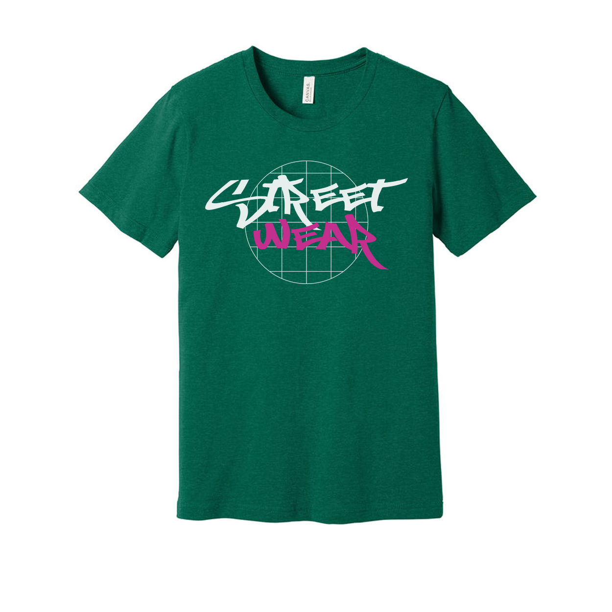 Unisex Streetwear Graphic Tee With Globe Logo And Pink Wear Lettering For Urban Style