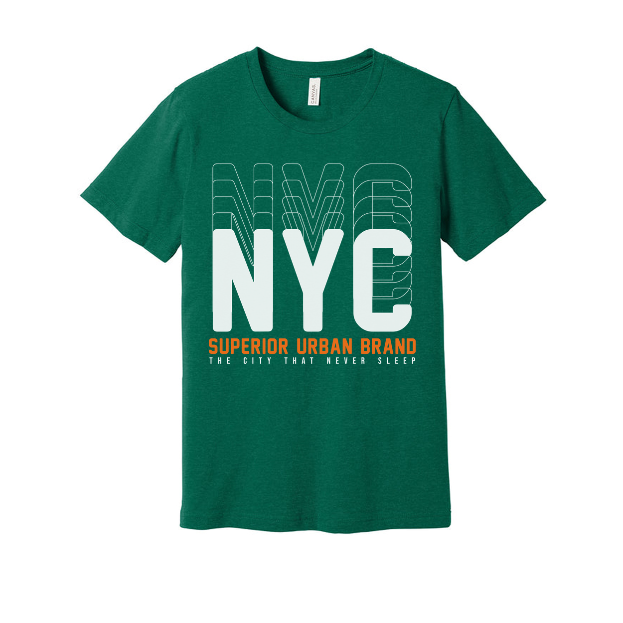 New York City Graphic Tee With Oversized NYC Letters And Orange Superior Urban Brand Text