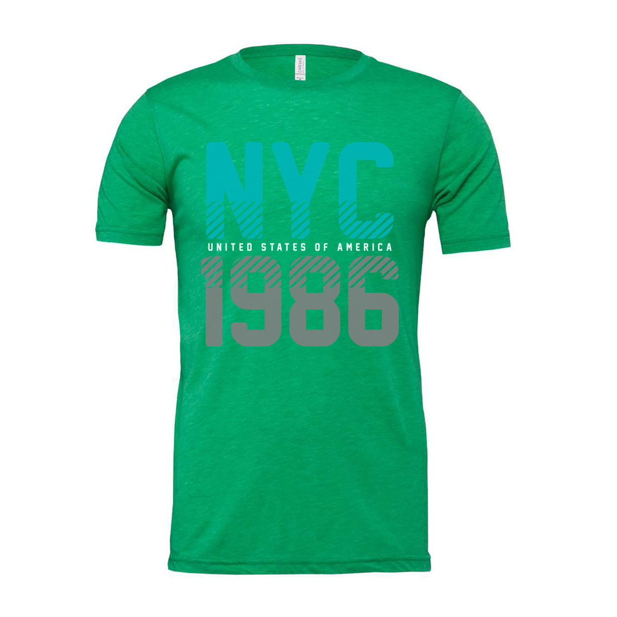 Unisex NYC 1986 Graphic T-Shirt With Turquoise Accents And Bold Gray Typography