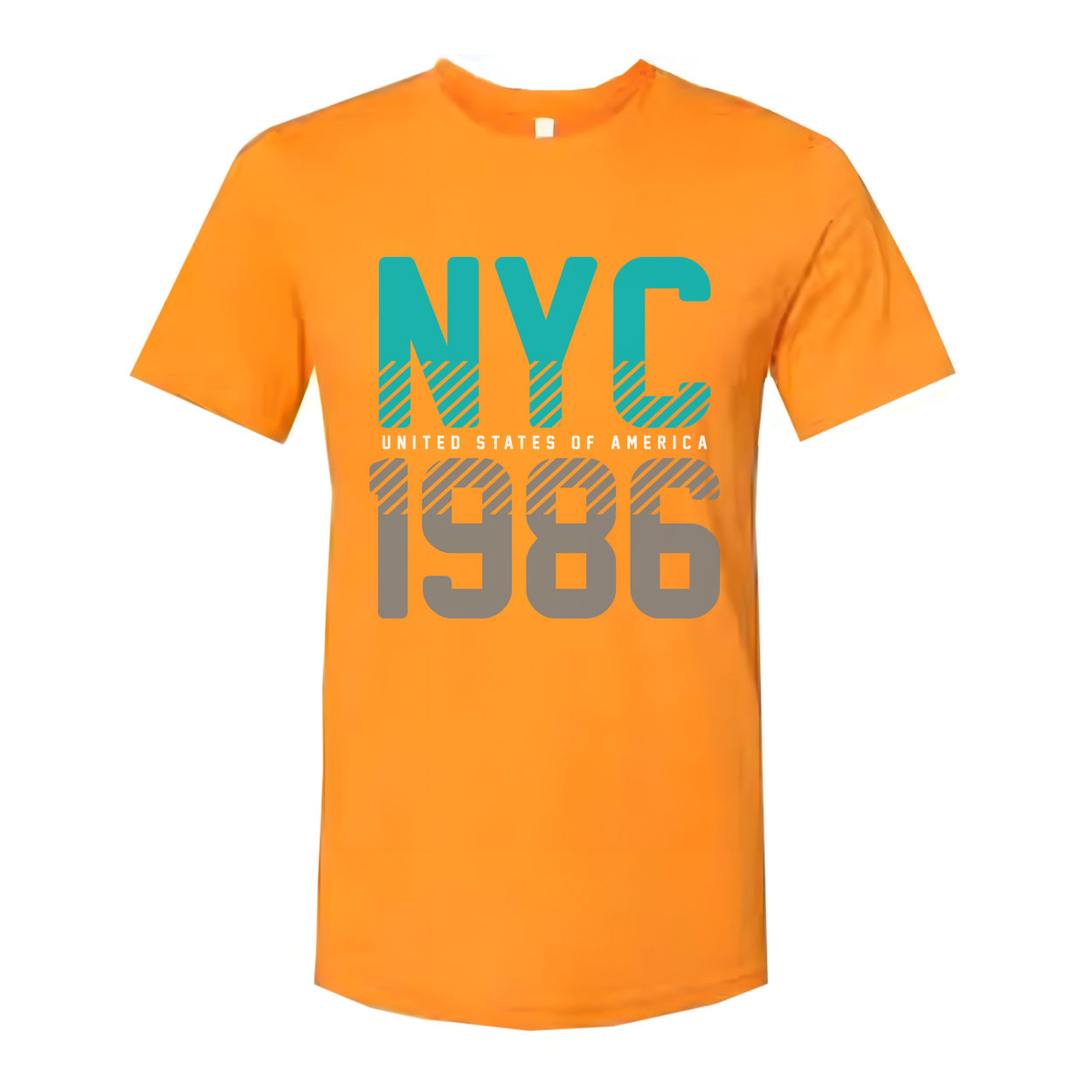 Unisex NYC 1986 Graphic T-Shirt With Turquoise Accents And Bold Gray Typography