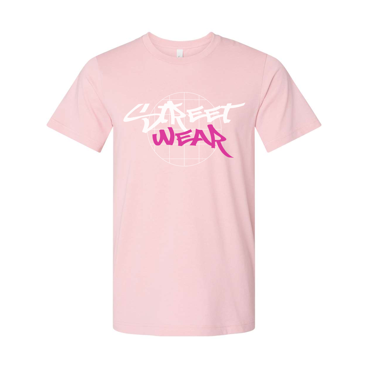 Unisex Streetwear Graphic Tee With Globe Logo And Pink Wear Lettering For Urban Style