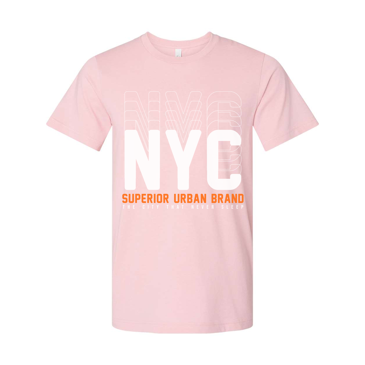 New York City Graphic Tee With Oversized NYC Letters And Orange Superior Urban Brand Text