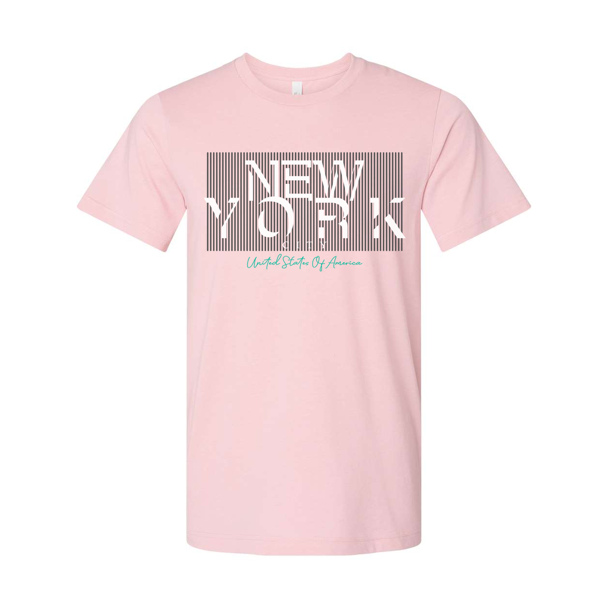 Unisex New York City Striped Graphic Tee With United States Of America Script Logo