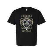 Never Underestimate The Power Of A Veteran Unisex Vintage Military Graphic Tee With Shield And Wings