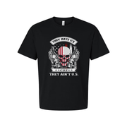 Unisex Graphic T Shirt Featuring Skull With American Flag Wings Design And The Phrase They Hate Us
