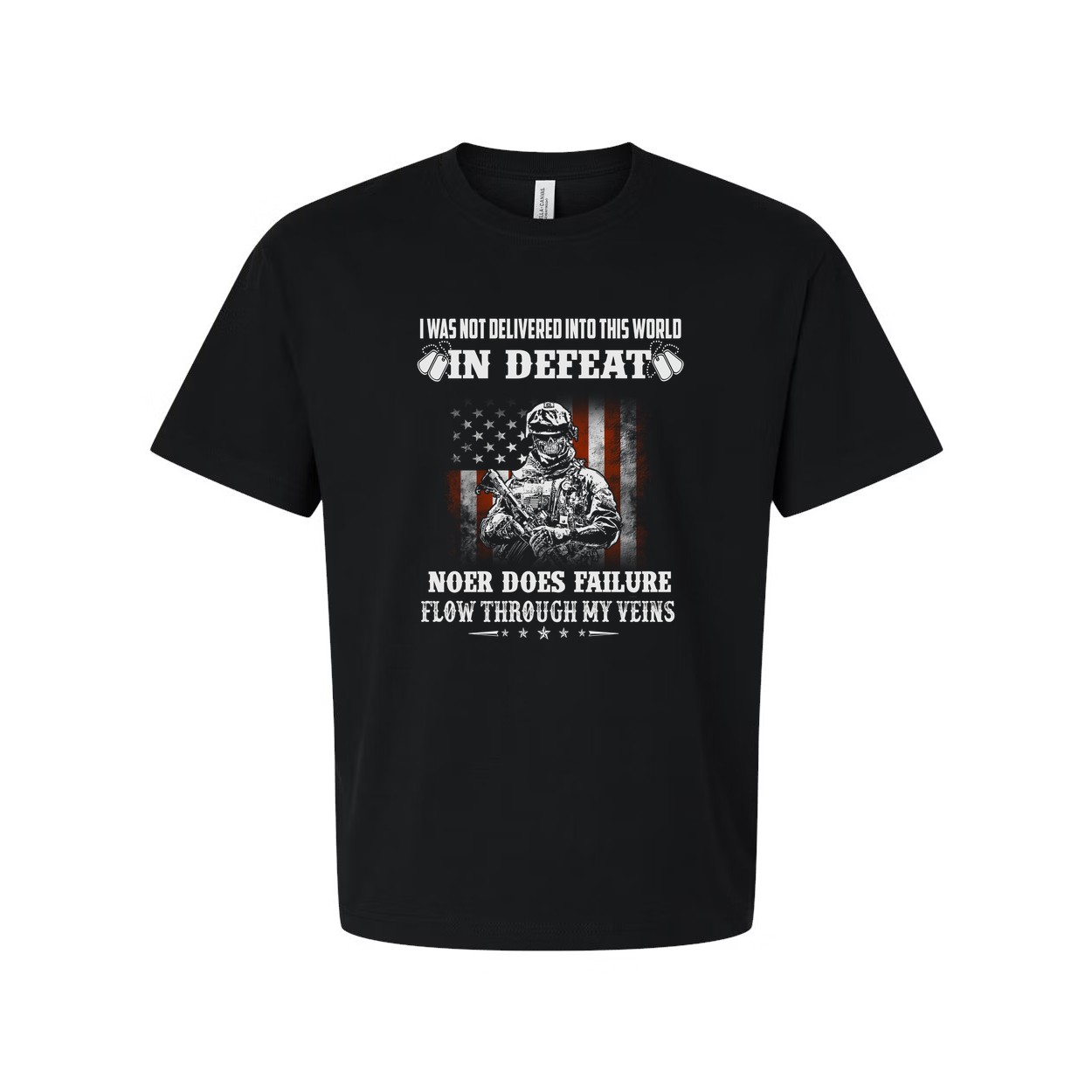 Veteran Unisex Graphic T Shirt With American Flag Soldier Illustration And Inspirational Quote