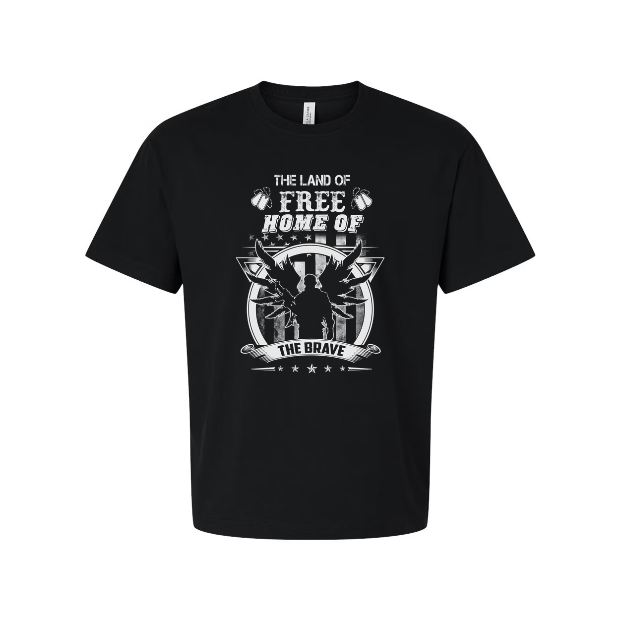 Black Unisex T Shirt With The Land Of Free Home Of The Brave Graphic Eagle Design