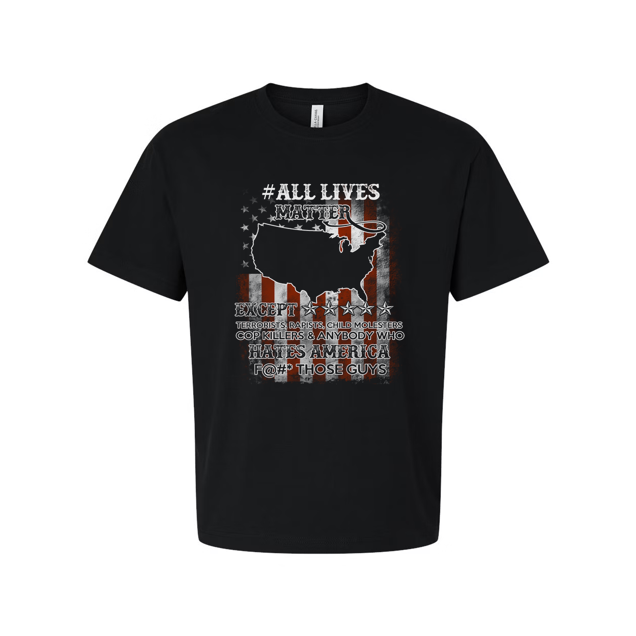 Veteran Unisex Graphic Tee Featuring All Lives Matter With American Flag Background And Silhouette