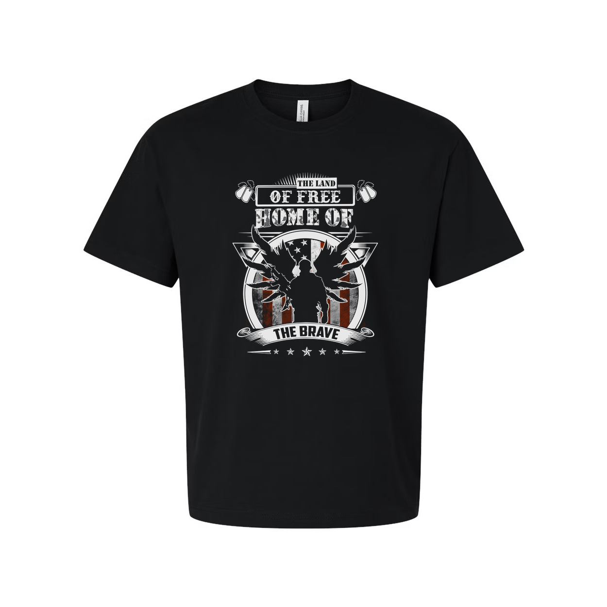 Patriotic Veteran Unisex Tee With Eagle And American Flag Graphic The Land Of Free Home Of The Brave