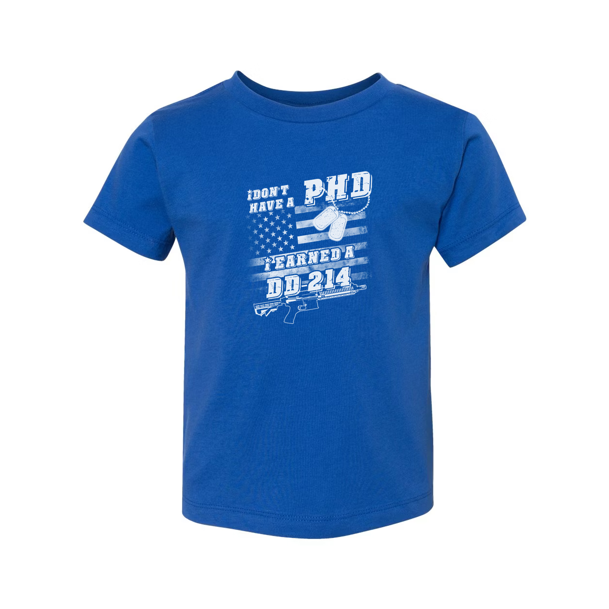 Unisex Veteran T Shirt Dont Have A PhD Earned A DD 214 Graphic With American Flag And Rifle