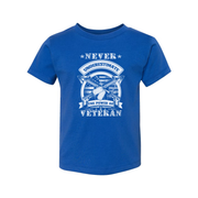 Never Underestimate The Power Of Veteran Graphic Tee With Military Dog Tags And Guns