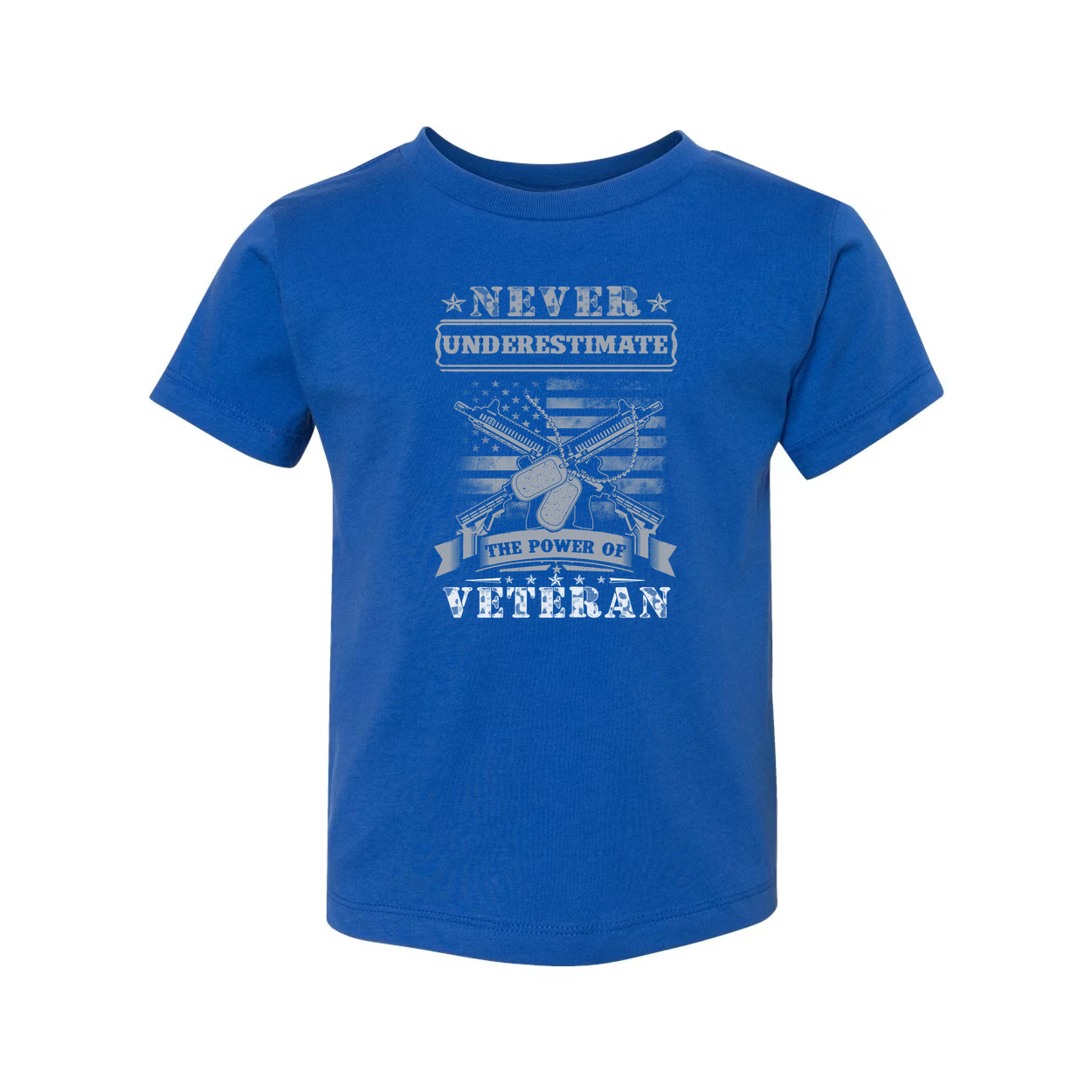 Never Underestimate The Power Of Veteran Unisex Graphic Tee With Patriotic Military Theme Design Edition