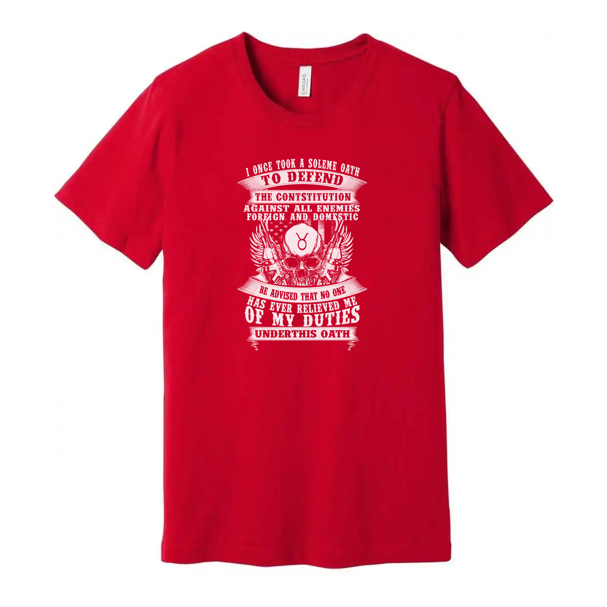 Veteran Oath To Defend The Constitution Graphic T Shirt With Eagle Emblem And Bold Text Design