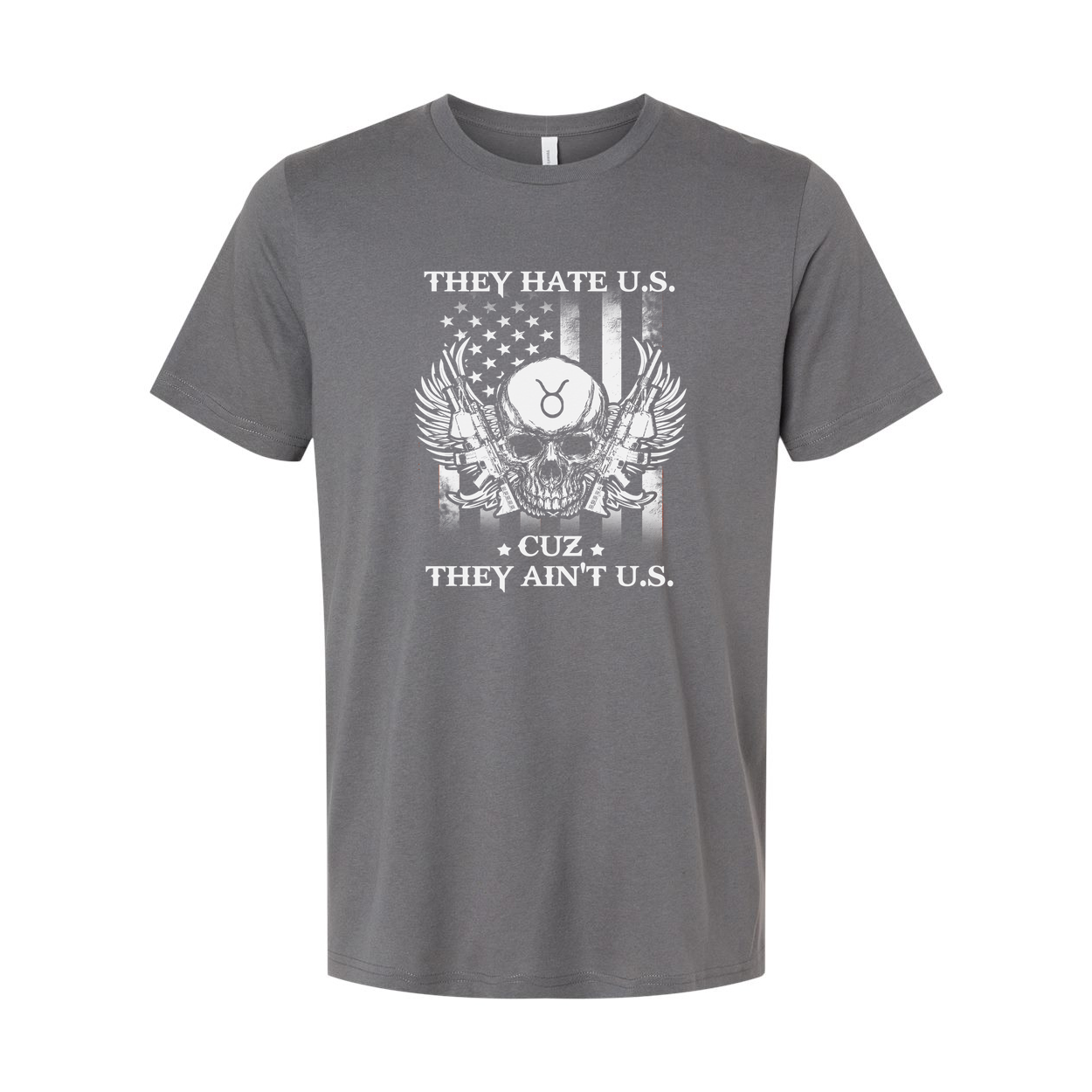Unisex Veteran Graphic T Shirt With Skull Wings American Flag And They Hate US Design Distressed Style