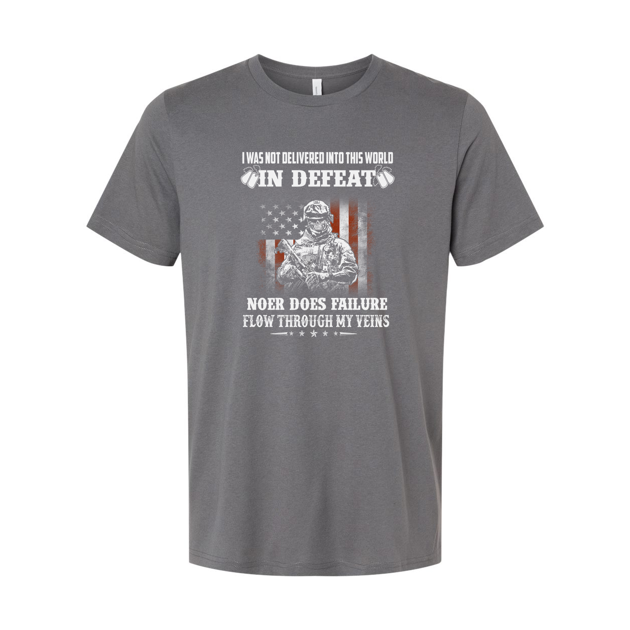 Veteran Unisex Graphic T Shirt With American Flag Soldier Illustration And Inspirational Quote