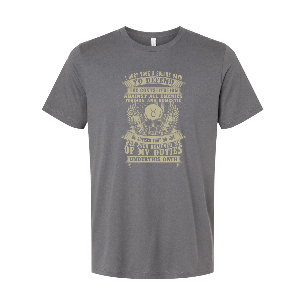 Veteran Unisex Graphic Tee With Constitution Oath Design Featuring Skull Wings And Bold Vintage Typography