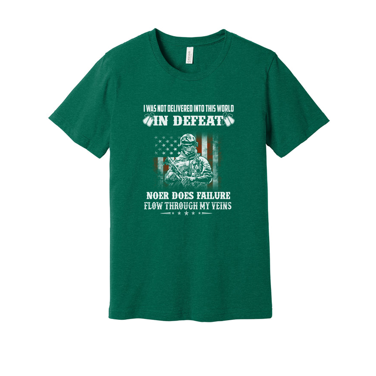 Veteran Unisex Graphic T Shirt With American Flag Soldier Illustration And Inspirational Quote