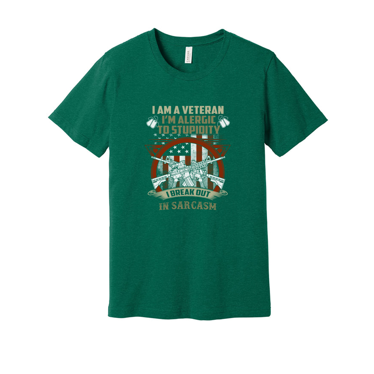 Veteran Graphic T Shirt I Am A Veteran I Am Allergic To Stupidity I Break Out In Sarcasm
