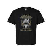 Skull With Rifles And American Flag Graphic T Shirt With Inspirational Military Quote
