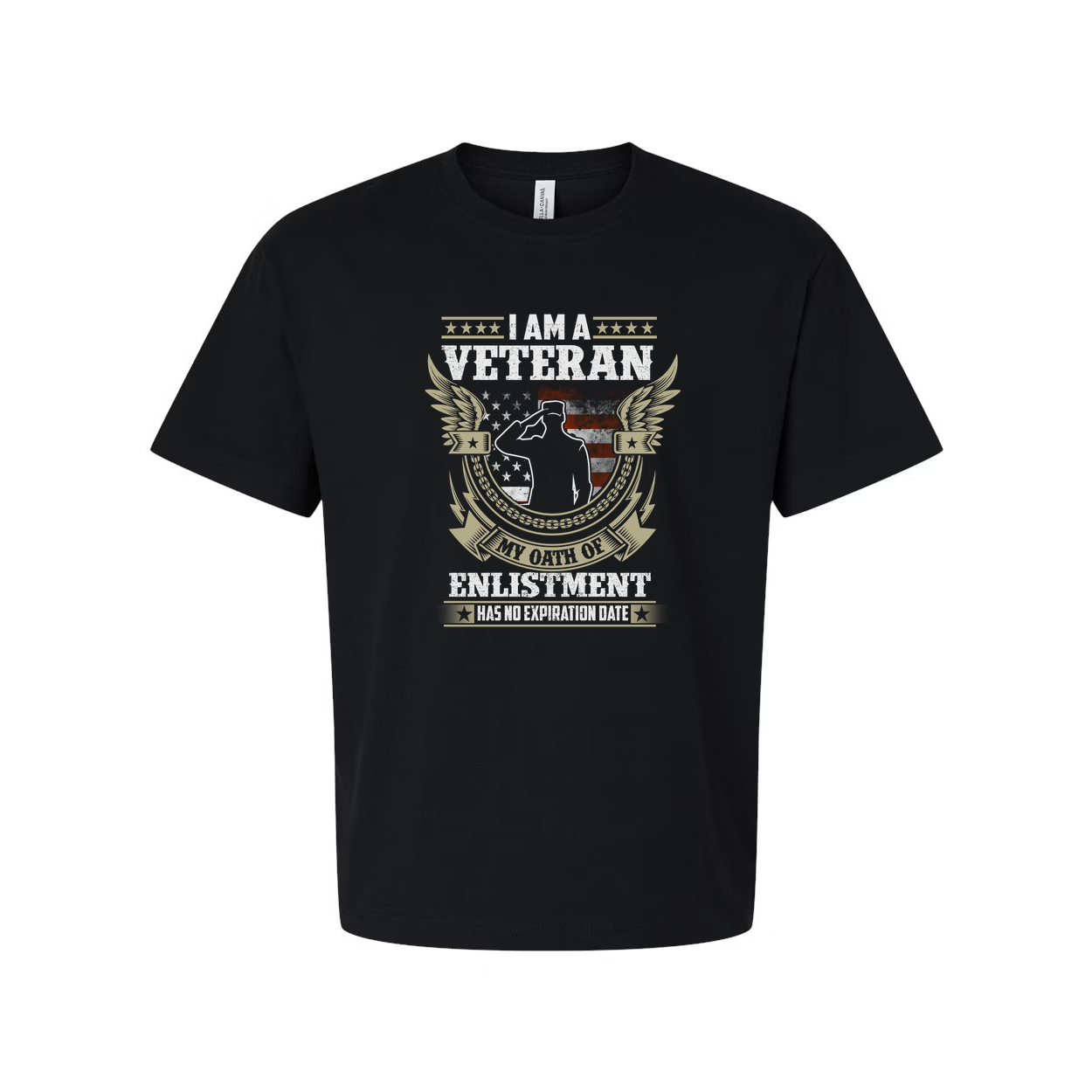 I Am A Veteran Graphic Tee Featuring Eagle Emblem Badge And Enlistment Oath Design