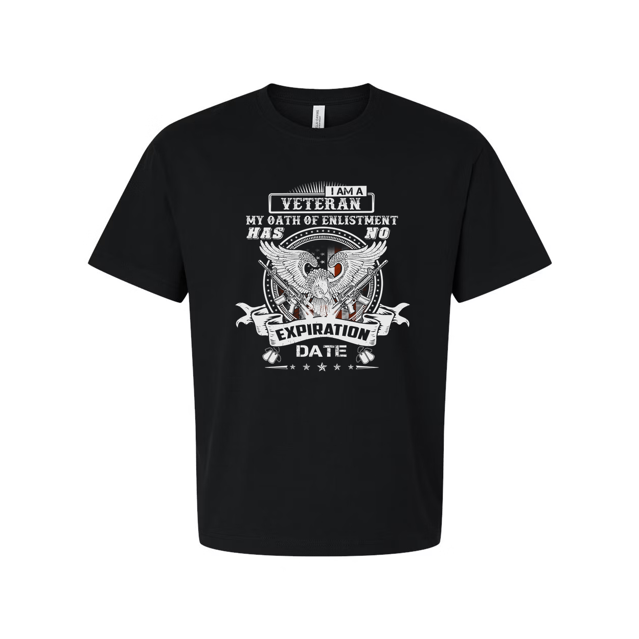 Veteran Graphic Tee With Eagle Emblem And My Oath Of Enlistment Has No Expiration Date