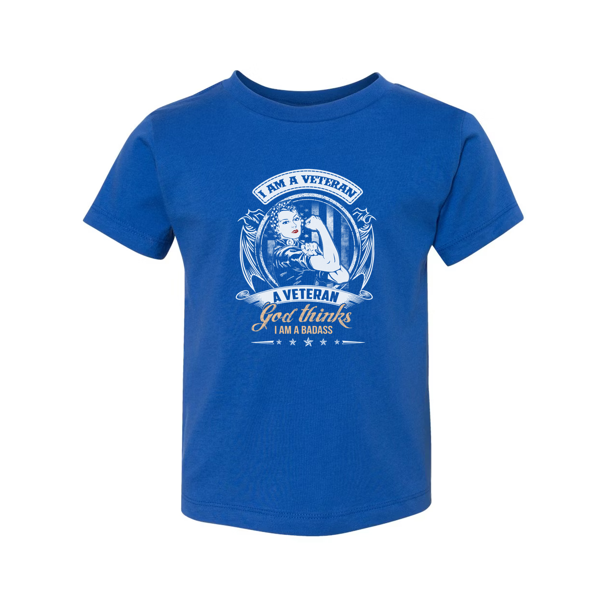 Unisex Veteran Graphic Tee I Am A Veteran God Thinks I Am A Badass With Patriotic Badge Illustration