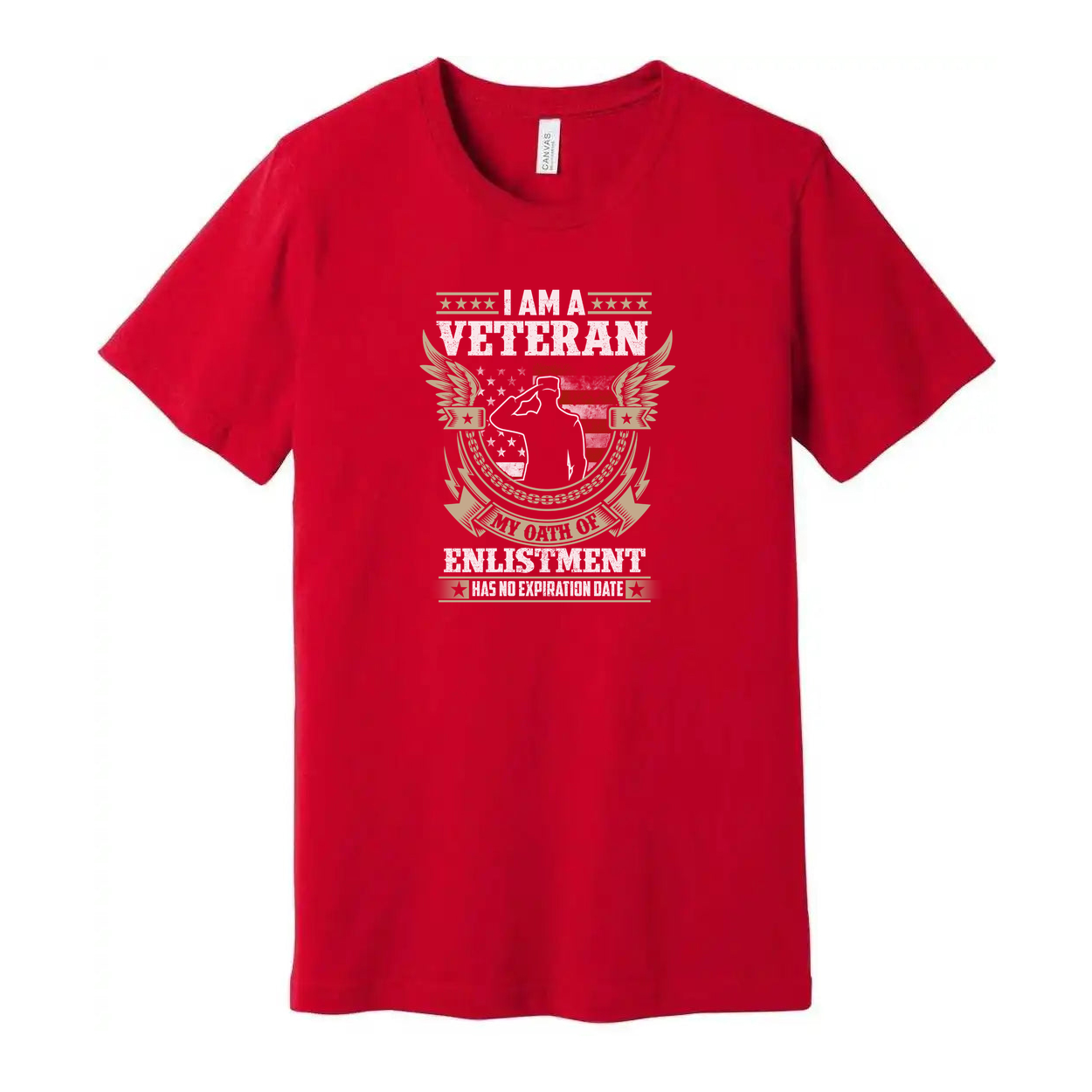 I Am A Veteran Graphic Tee Featuring Eagle Emblem Badge And Enlistment Oath Design