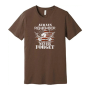 Unisex Veteran Graphic Tee With American Flag And Rifles Always Remember Never Forget